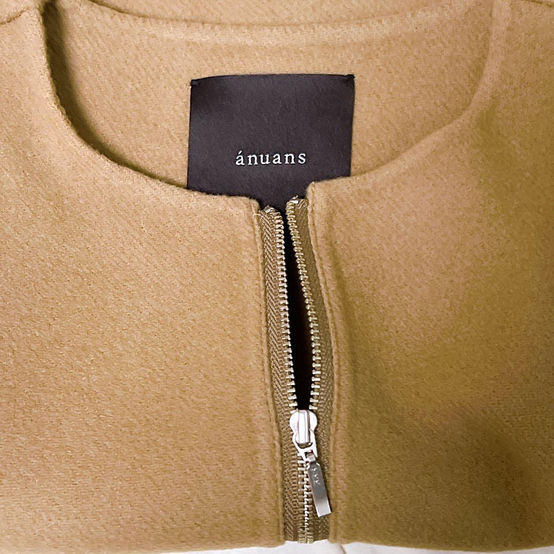 ウールダブルクロスリバーショートジャケット キャメル S アニュアンス