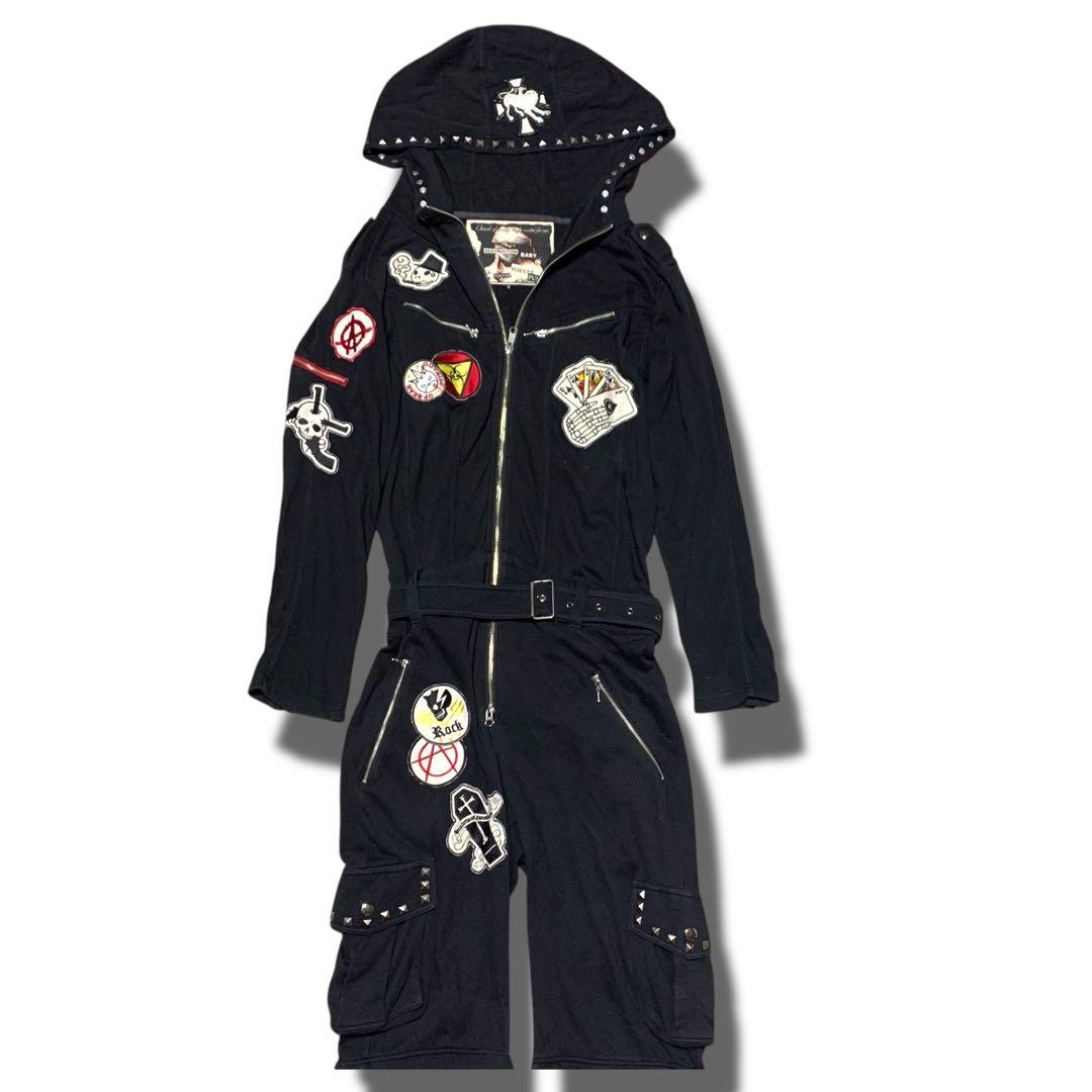 手越着用　PPFM つなぎ　オールインワン　スウェット　黒　y2k グランジ