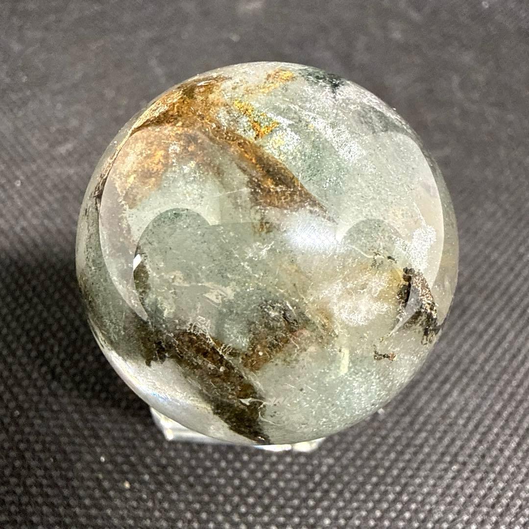 ルチル×クォーツインガーデンクォーツ　スフィア【ファントム、虹】ランダム台座付き