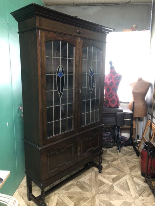 ステンドガラス 三越家具 扉 キャビネット アンティーク インテリア ビンテージ