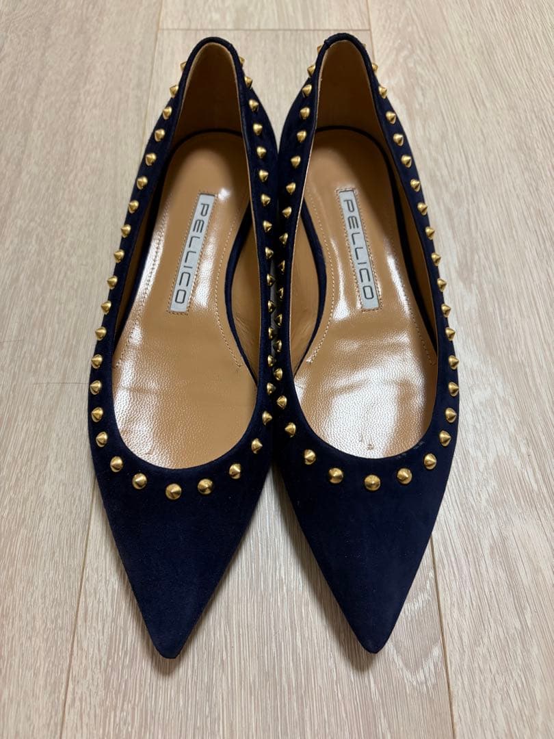 PELLICO ネイビー フラットシューズ ポインテッドトゥ