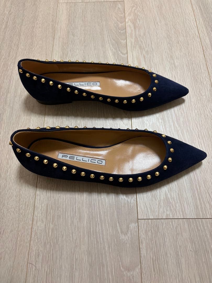 PELLICO ネイビー フラットシューズ ポインテッドトゥ