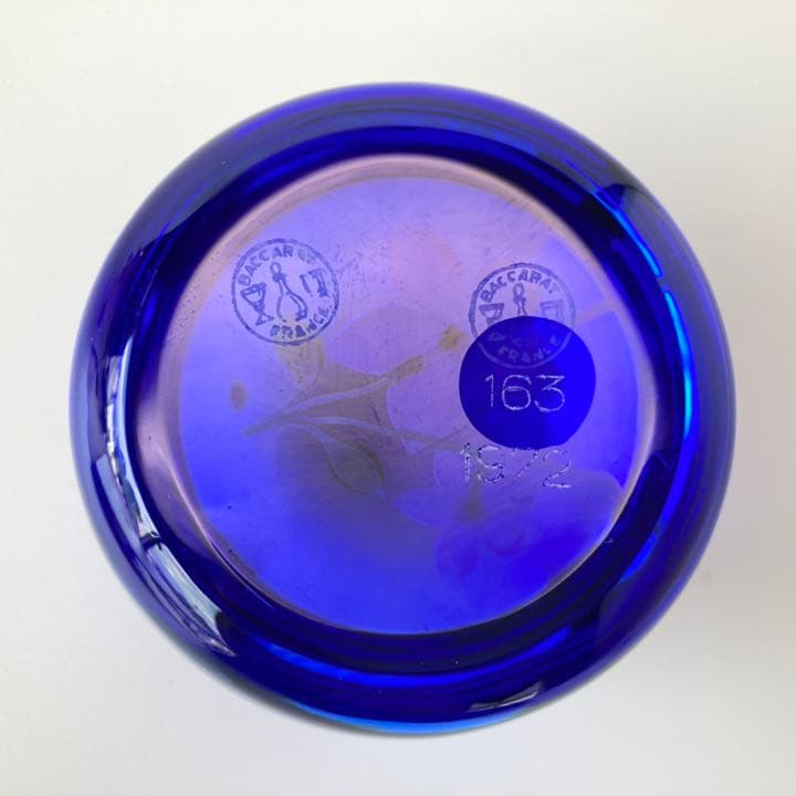 バカラ　激レア　ドーム型　ペーパーウェイト　1972年　限定　花　ブルー