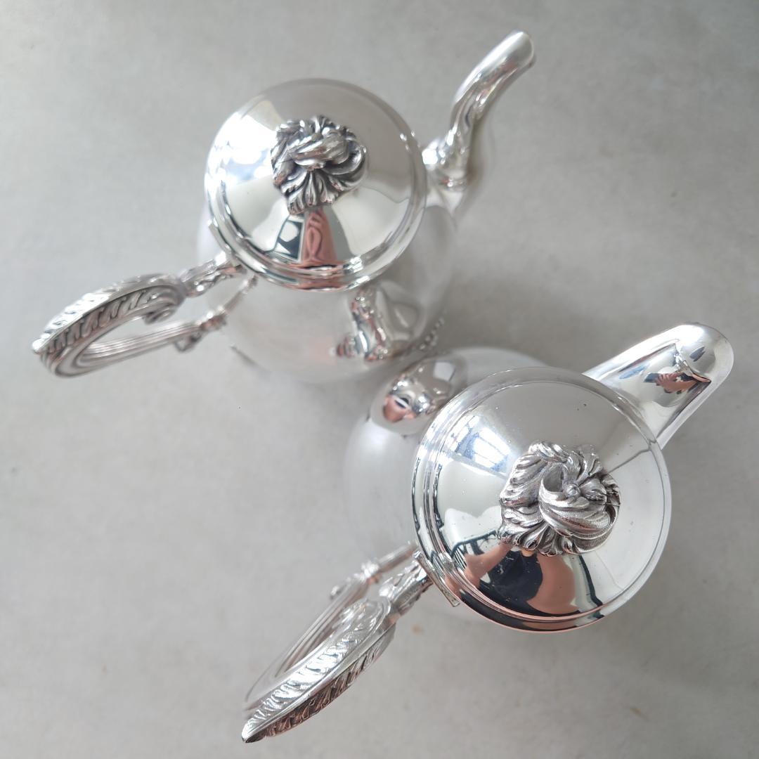 美品 クリストフル マルリー コーヒー ティー シュガー ミルク ポット 4点