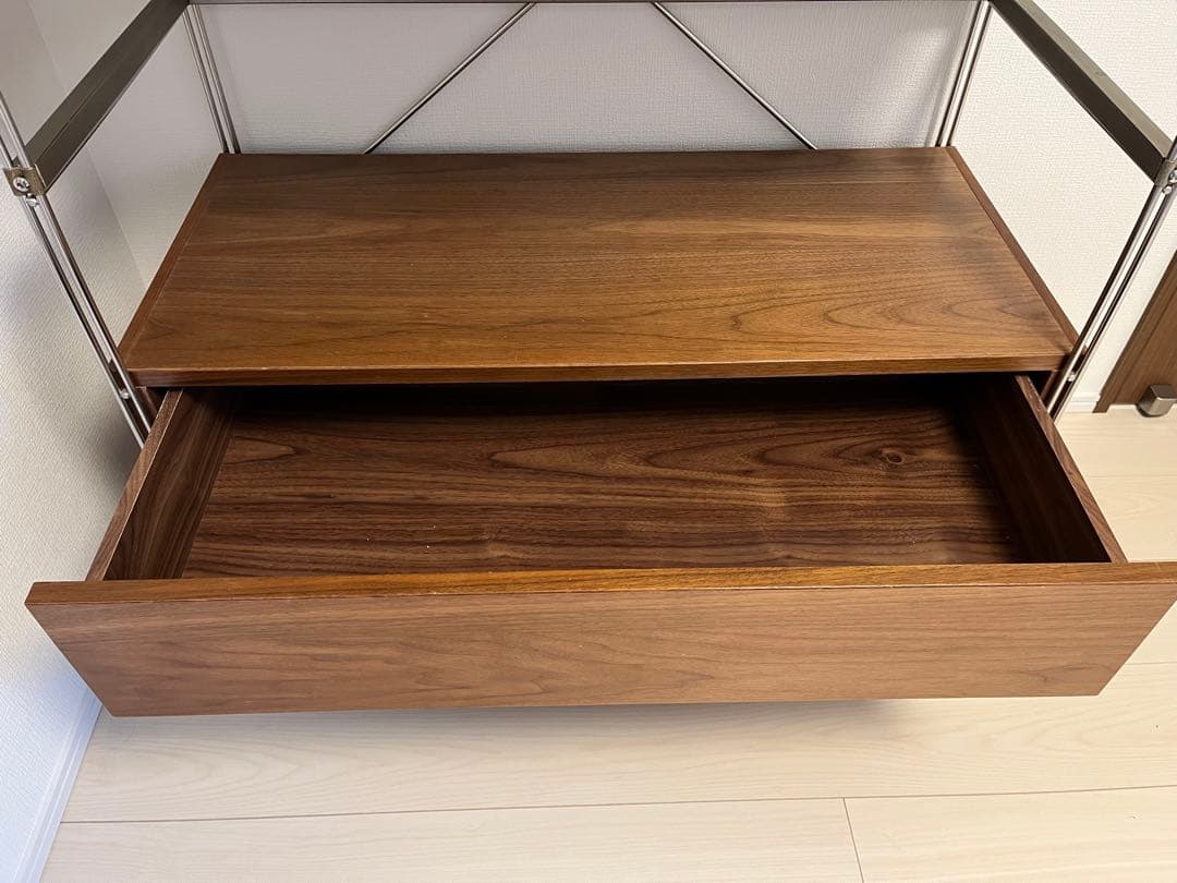 MUJI 無印良品 ユニットシェルフ ワイド 小 引き出し＋ガラス引き戸付き