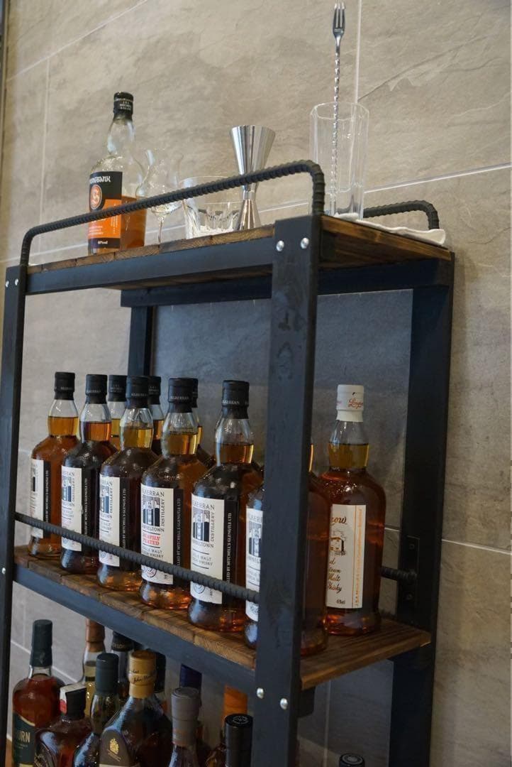 ウイスキーラック　サイドバーワゴンタイプ　男前インテリア　0209