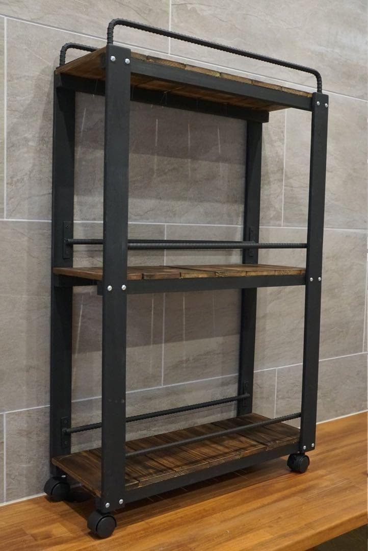 ウイスキーラック　サイドバーワゴンタイプ　男前インテリア　0209