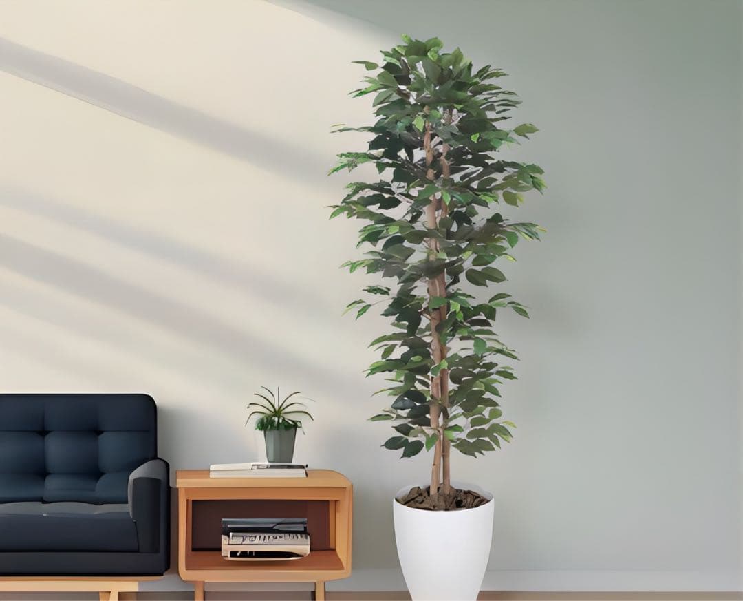 光触媒　人工観葉植物　フェイクグリーン　ベンジャミンスリム1.6m