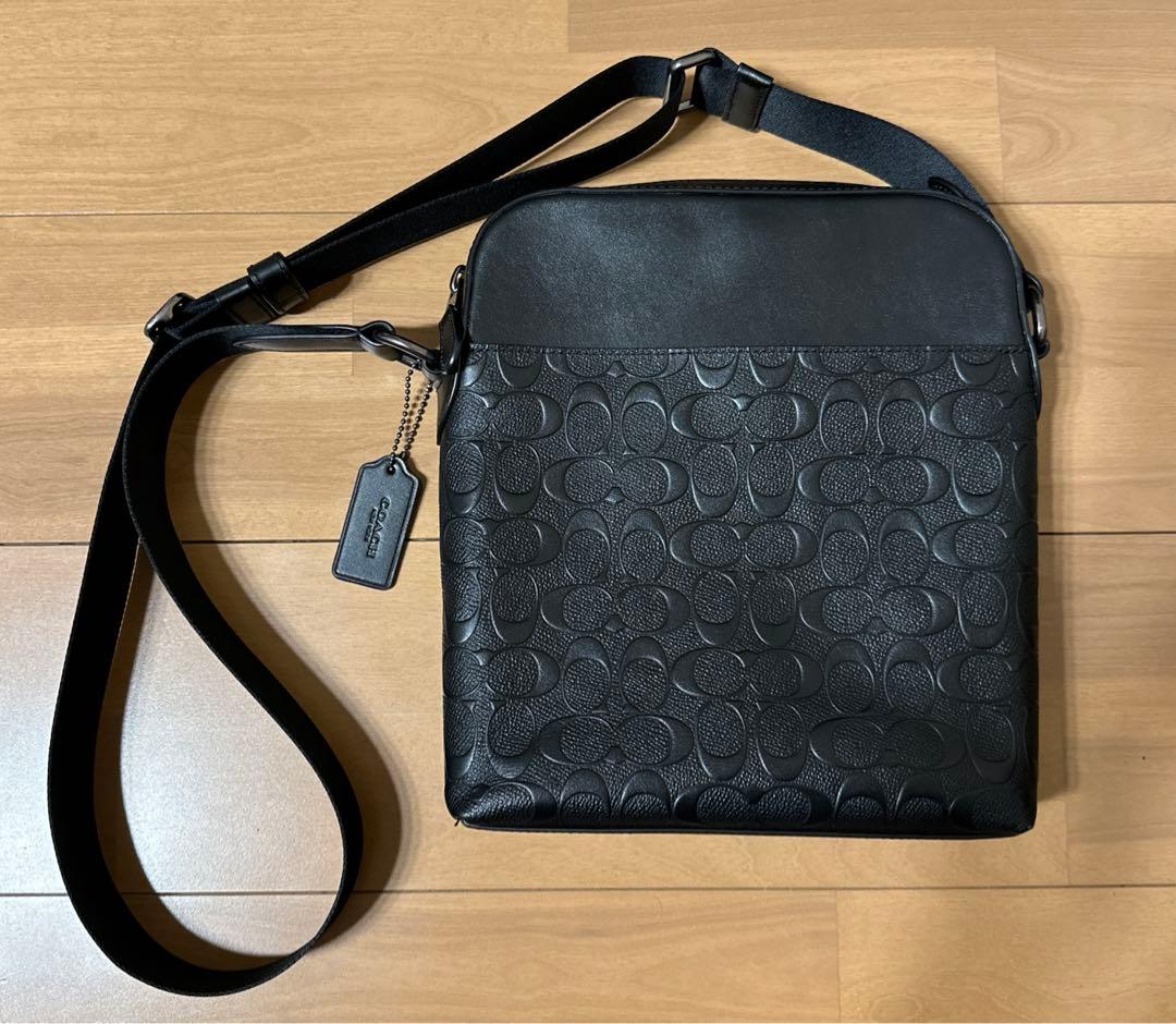 美品 COACH シグネチャー　ショルダーバッグ　フライト　ブラック コーチ