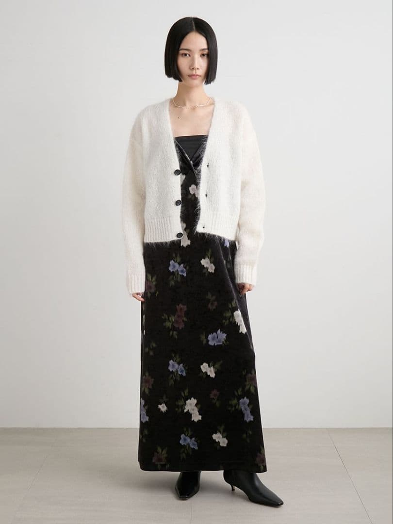 ※はるお※ミースロエ／ホリデーシャギーニットカーデ【WHT】新品・タグ付き