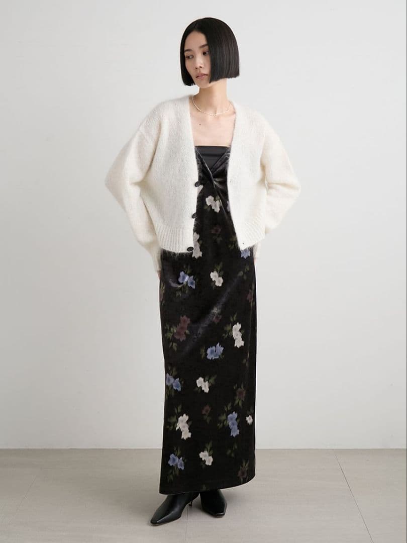 ※はるお※ミースロエ／ホリデーシャギーニットカーデ【WHT】新品・タグ付き