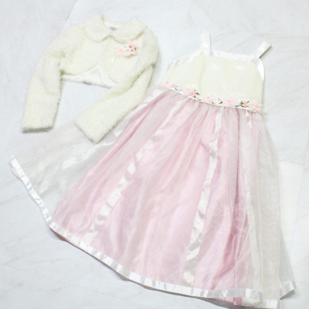 【美品 フォーマルウェア】ピンク CHOPIN ワンピース ドレス ボレロ 白