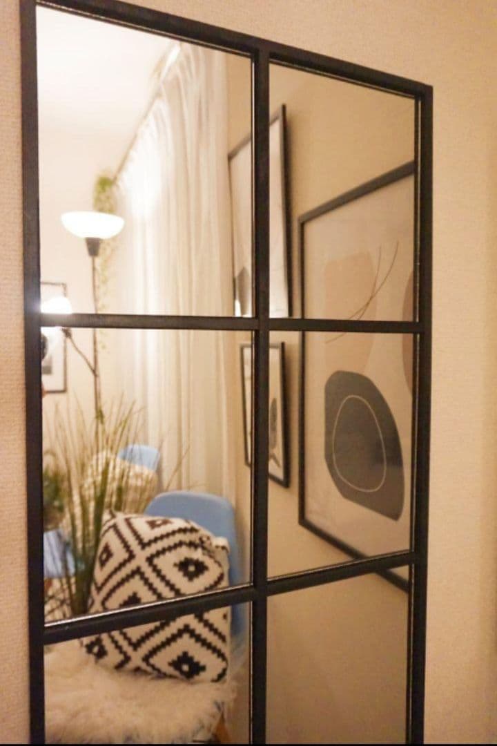 壁掛け姿見　格子　9枚ミラー　海外風　大型ミラー