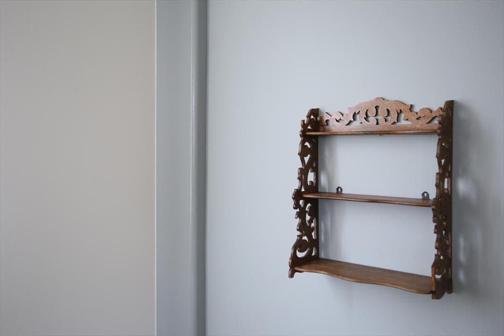 フランスアンティーク木製ウォールシェルフ/壁掛けラック/飾り棚(90-167)