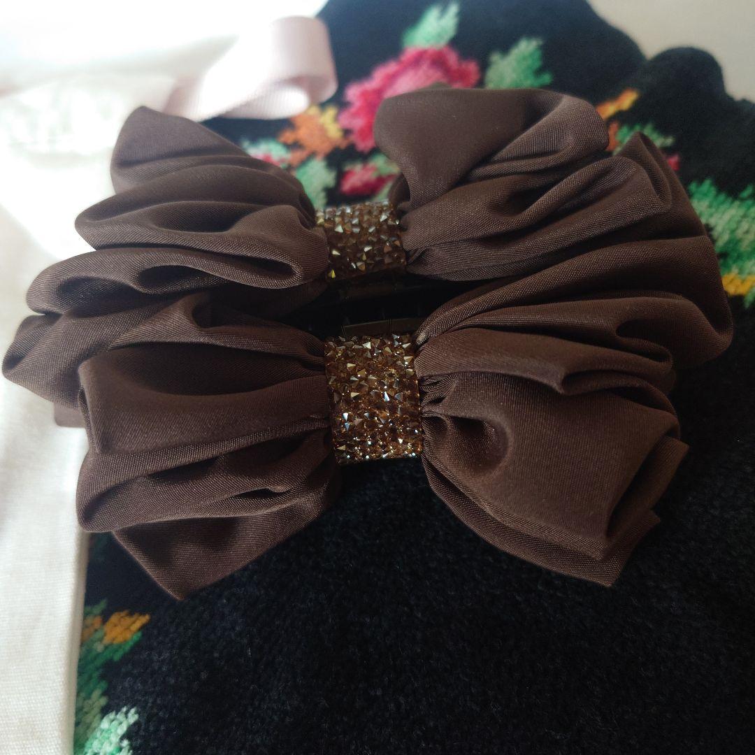 コンプレックスビズ　ラフィネリボン バナナクリップ(ブラウン)