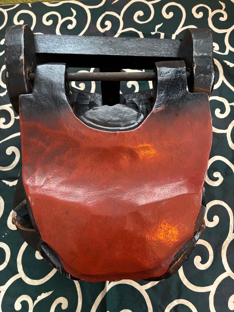 昭和 美品 獅子舞 獅子頭 祝い獅子 木彫り 骨董 唐草模様 風呂敷 希少 レア