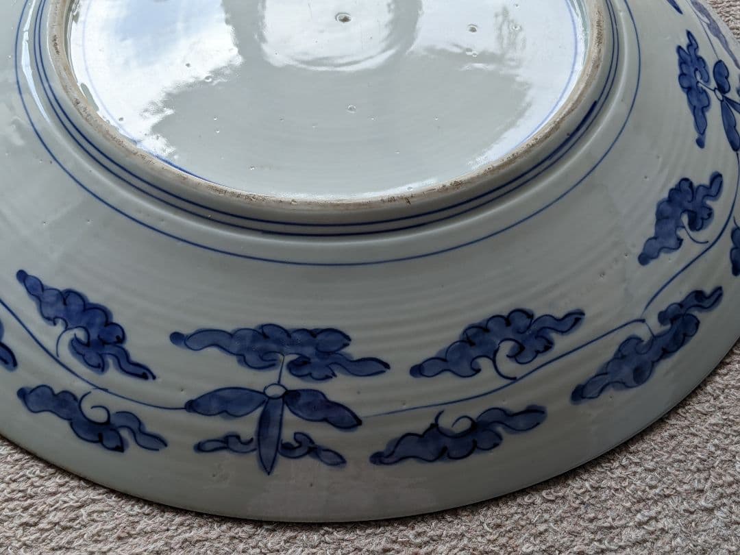 ♦江戸時代 古伊万里 染付 金襴手八窓宝船文大皿 コレクション骨董品アンティーク