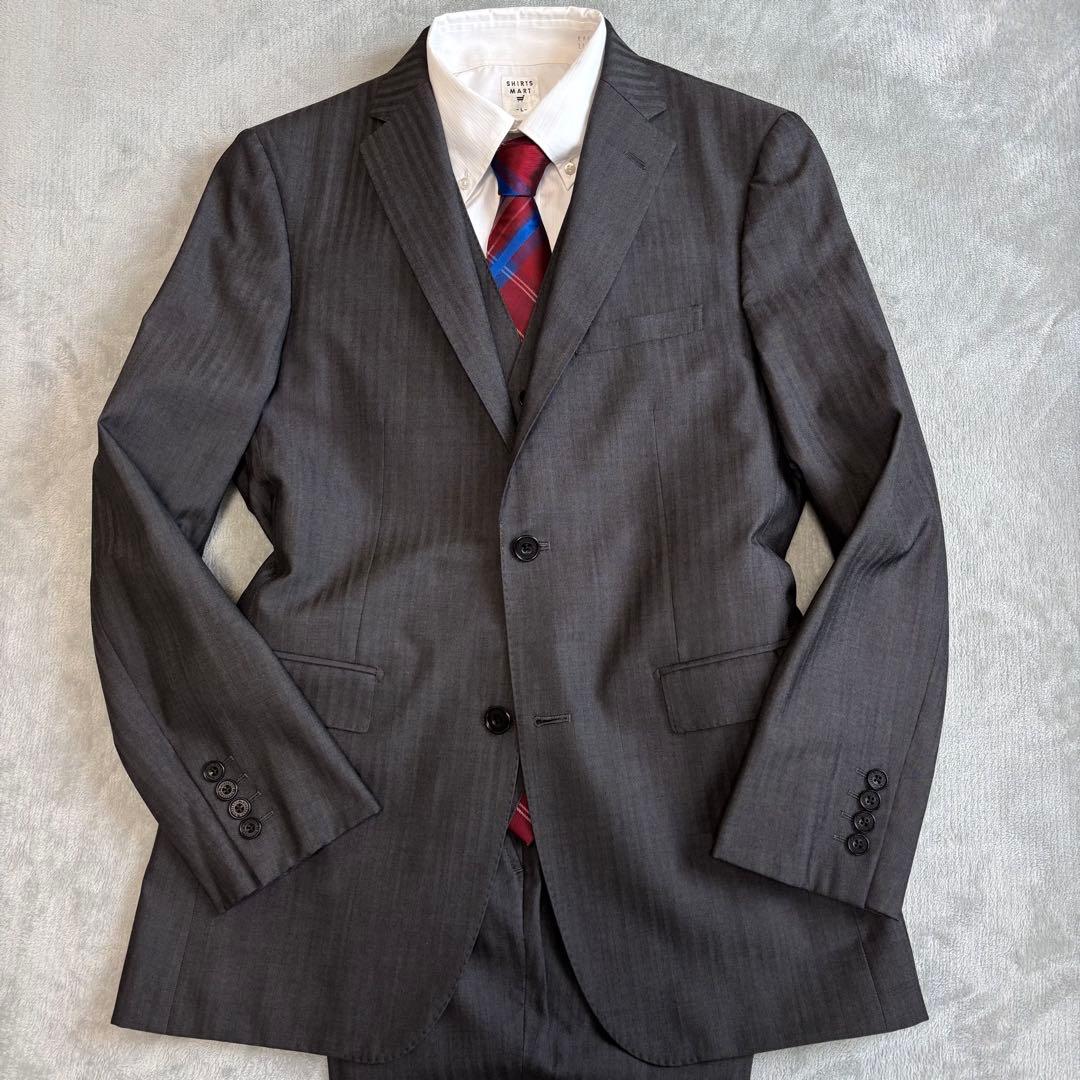 シルク 40R 3ピース✨バーバリーブラックレーベル　スーツ　Super 110