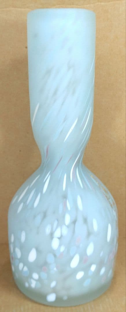 【本物保証】藤田喬平 手吹 金彩 花瓶(砧形,水色,白,金彩) 共箱 栞 極美品