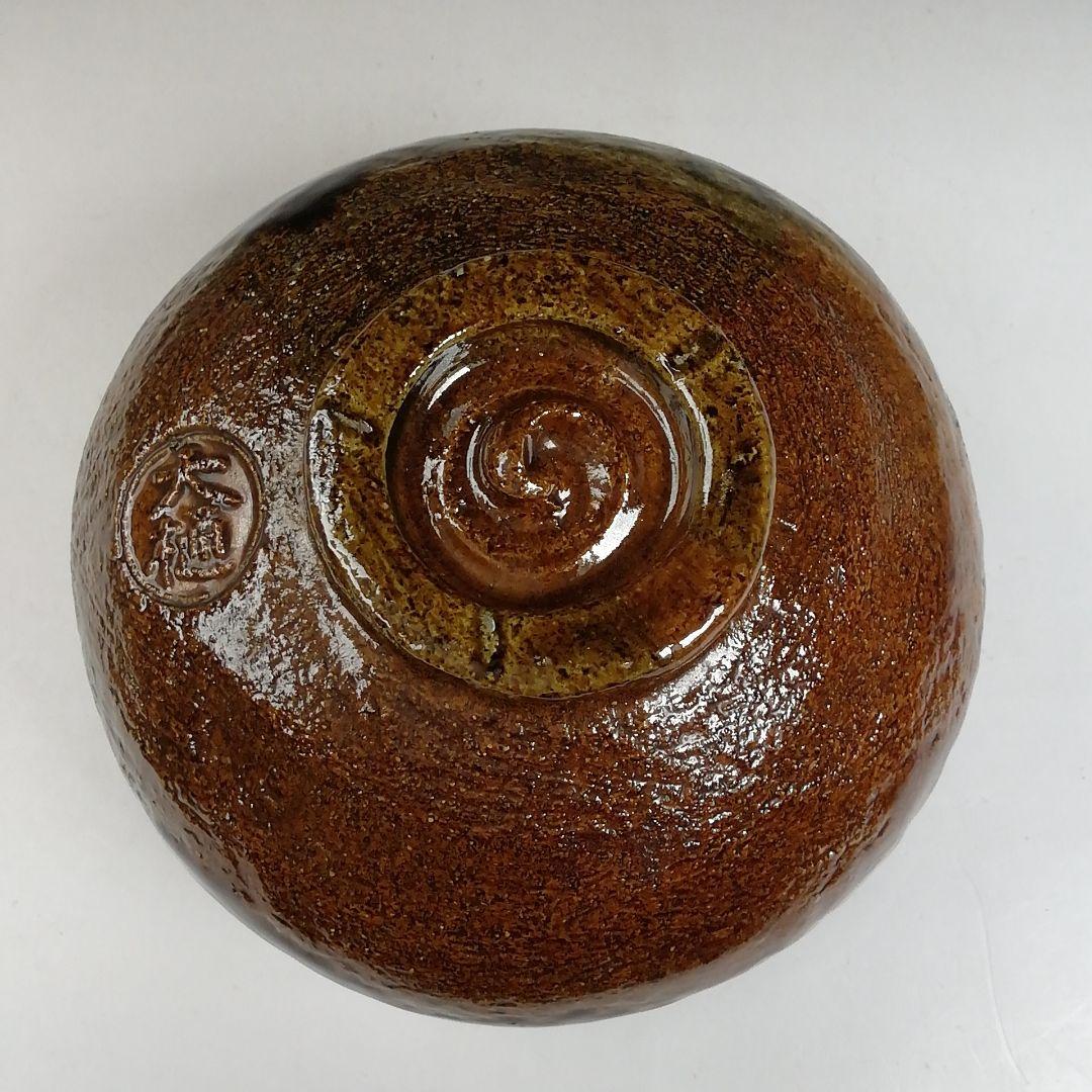 Ｗ１８７　茶碗　『飴釉　大樋茶碗』『龍の絵』『大樋長阿弥 造』　共箱　茶道具