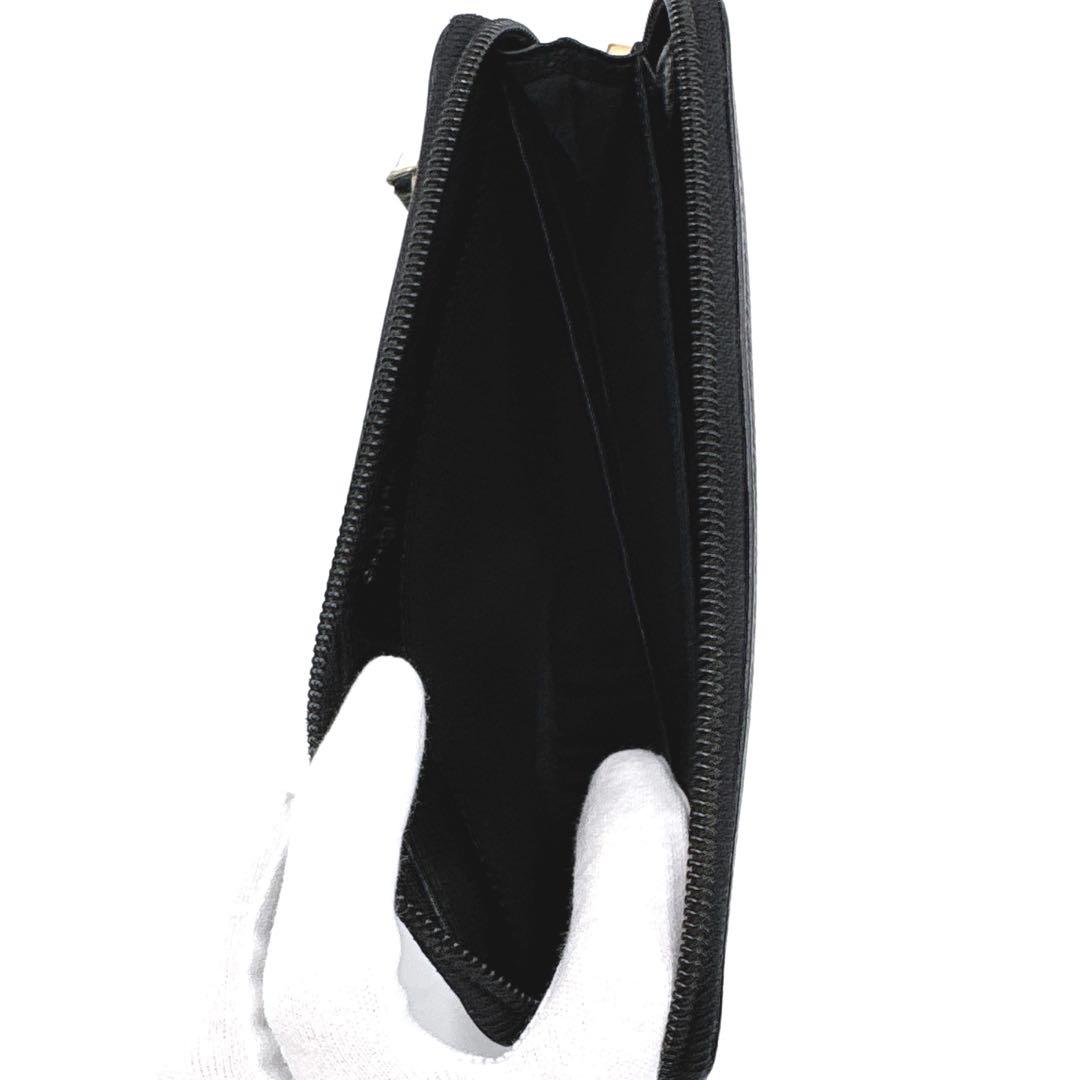 【美品】CHANEL シャネル ココマーク キャビアスキン ラウンドファスナー