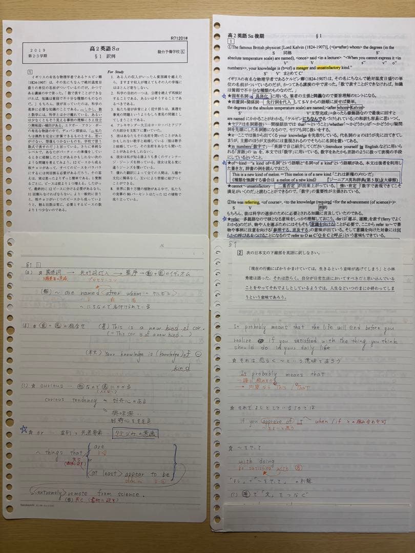 【最終価格】 駿台 高2 英語Sα 通年＋講習＋板書ノート＋プリント