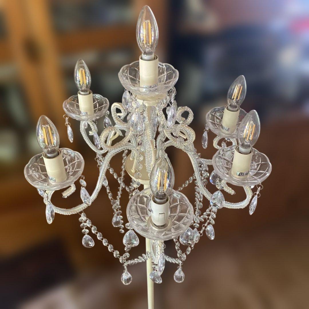 シャンデリアスタイル フロアスタンド 7灯　ホワイト　姫系