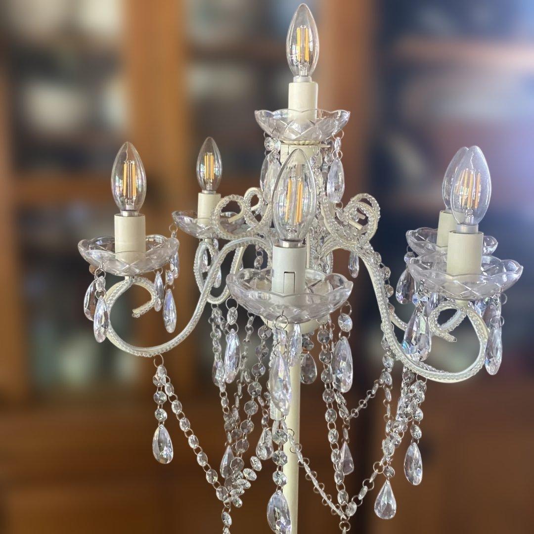 シャンデリアスタイル フロアスタンド 7灯　ホワイト　姫系