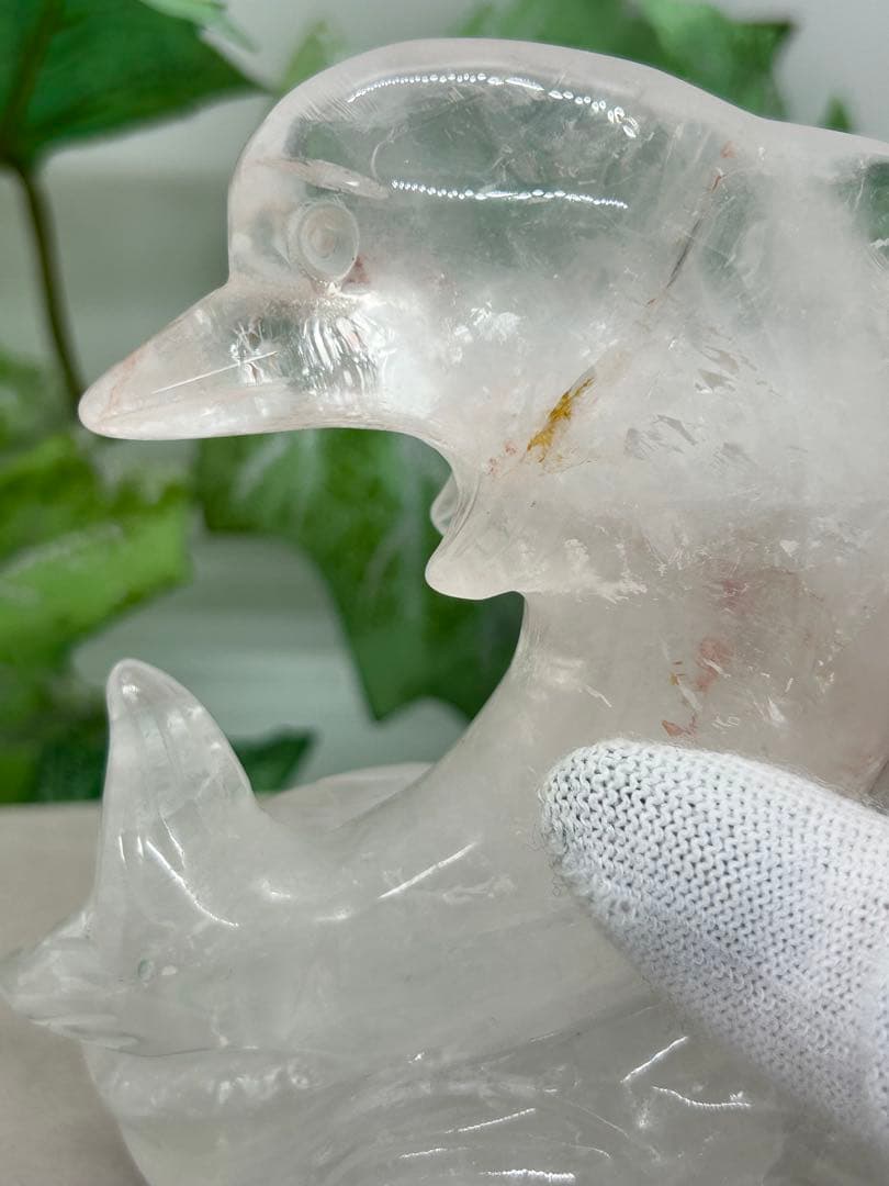 天然石水晶　イルカ置物　No.1494