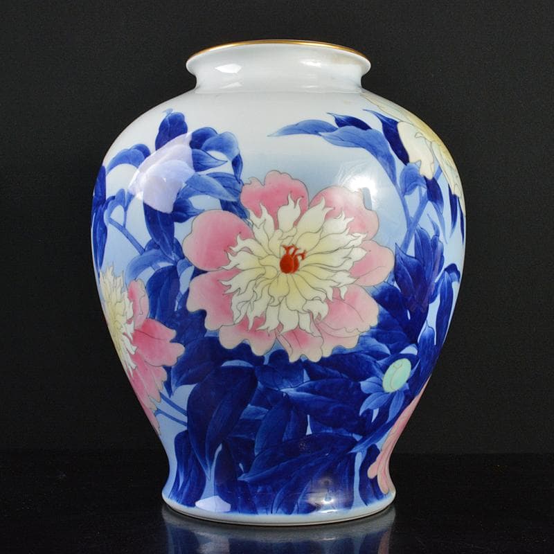 有田焼　宮内庁御用達　深川製磁　花文　花瓶　時代箱　M　R6410B