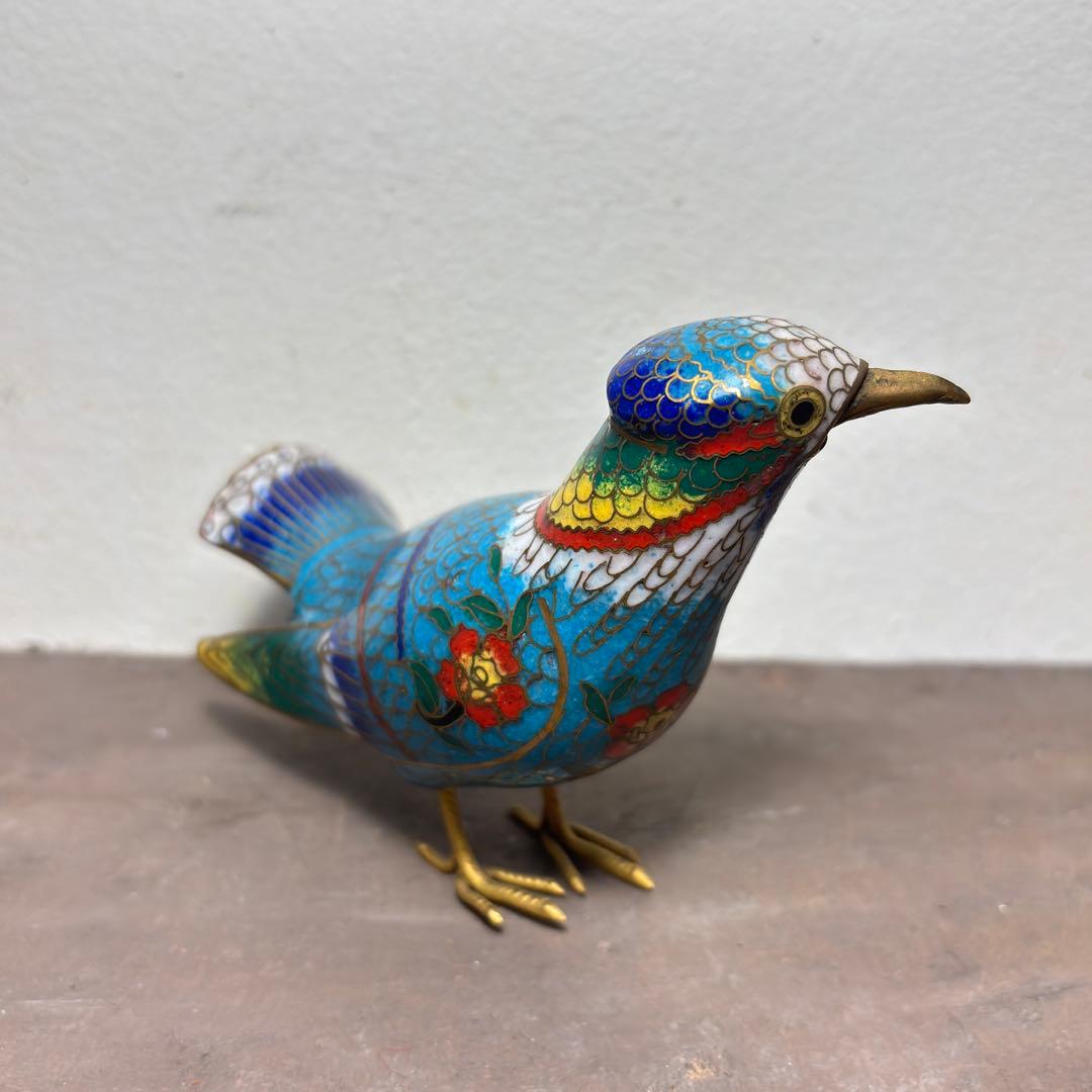 スス鳥　七宝　工芸　中国民藝　クロワゾネ