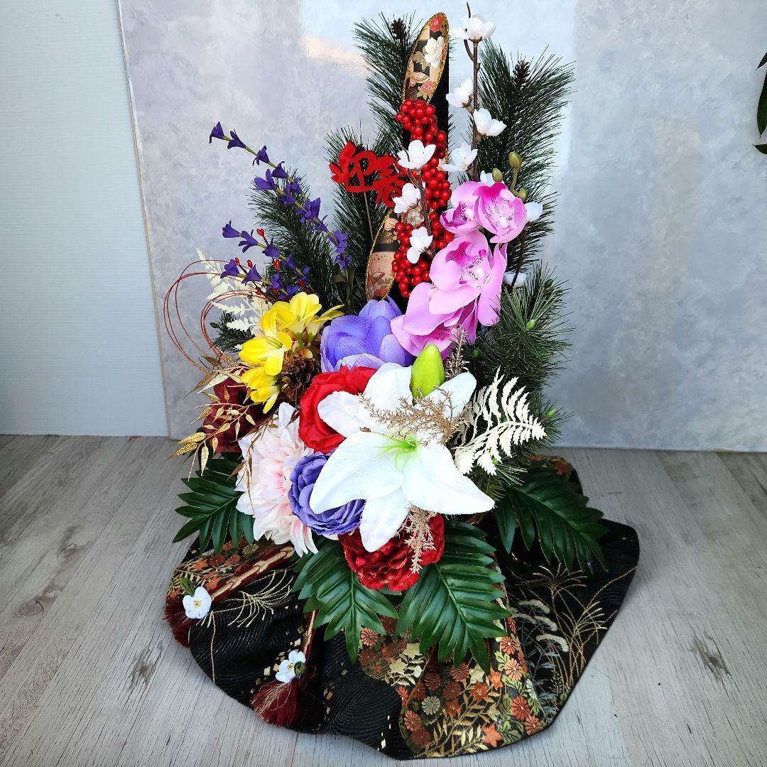 お正月飾り　豪華門松91(正絹帯使用)