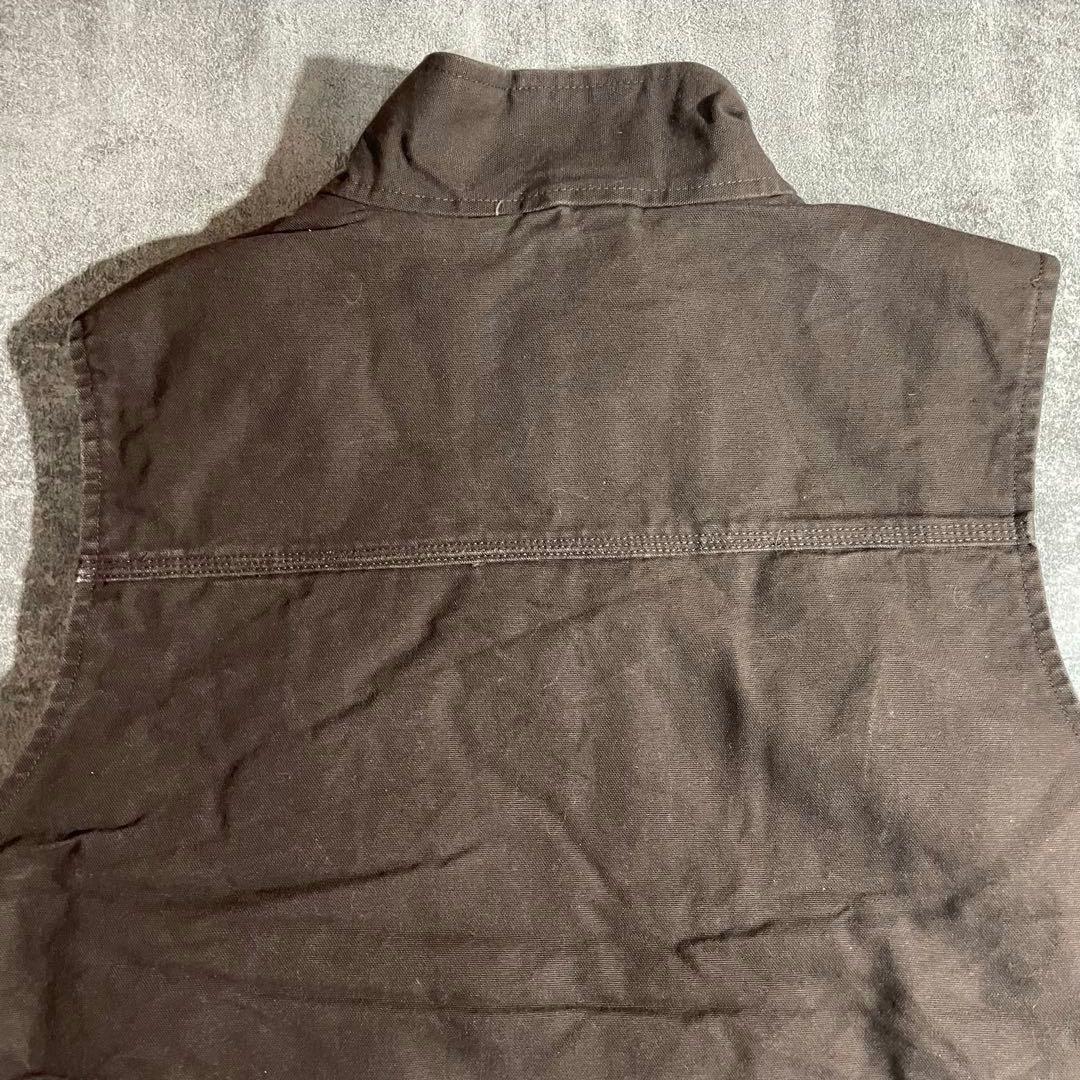 【Ksガレージ】カーハート古着ダックベスト 裏ボア ブラウン00'sフェード