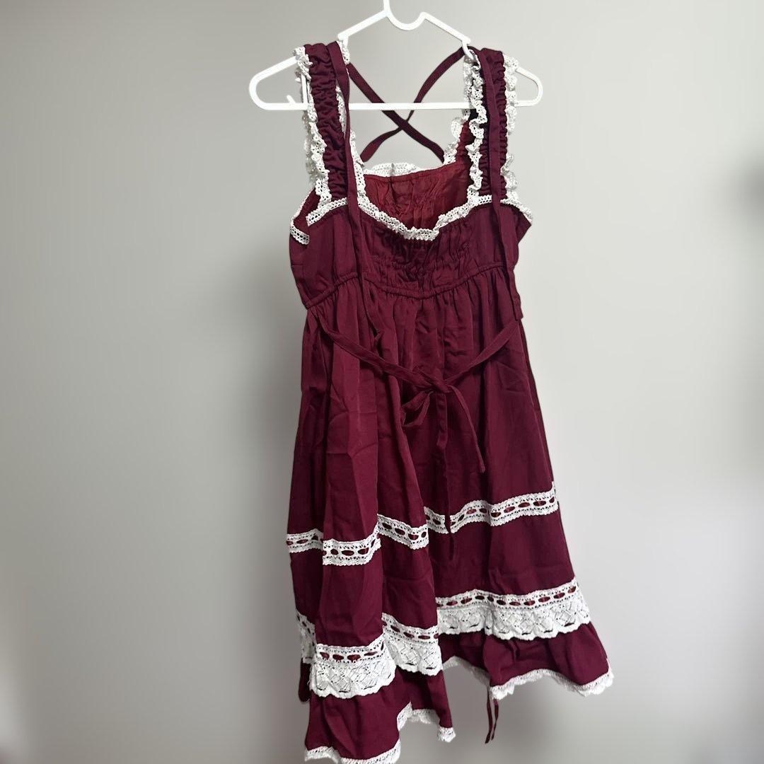 ロリータ jsk ワインレッド エンジ　baby ヘッドドレス付き