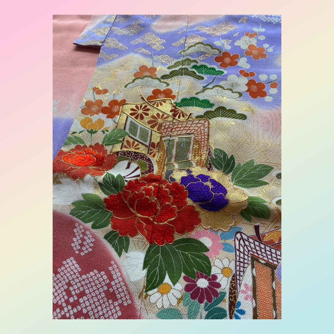 【★豪華刺繍★】七五三セット　七歳　振袖　ハーフ成人式　着物　襦袢　高島屋　正絹