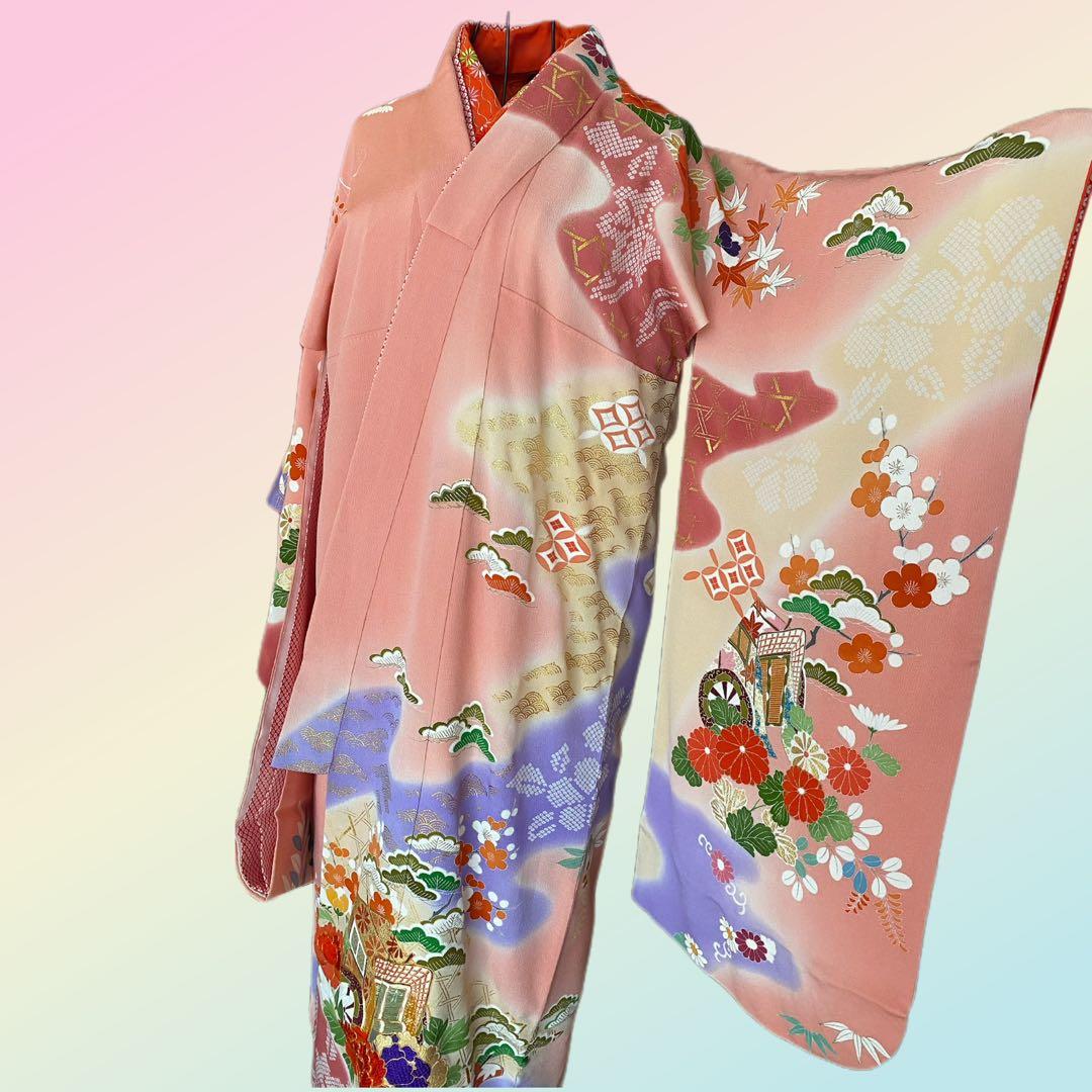 【★豪華刺繍★】七五三セット　七歳　振袖　ハーフ成人式　着物　襦袢　高島屋　正絹