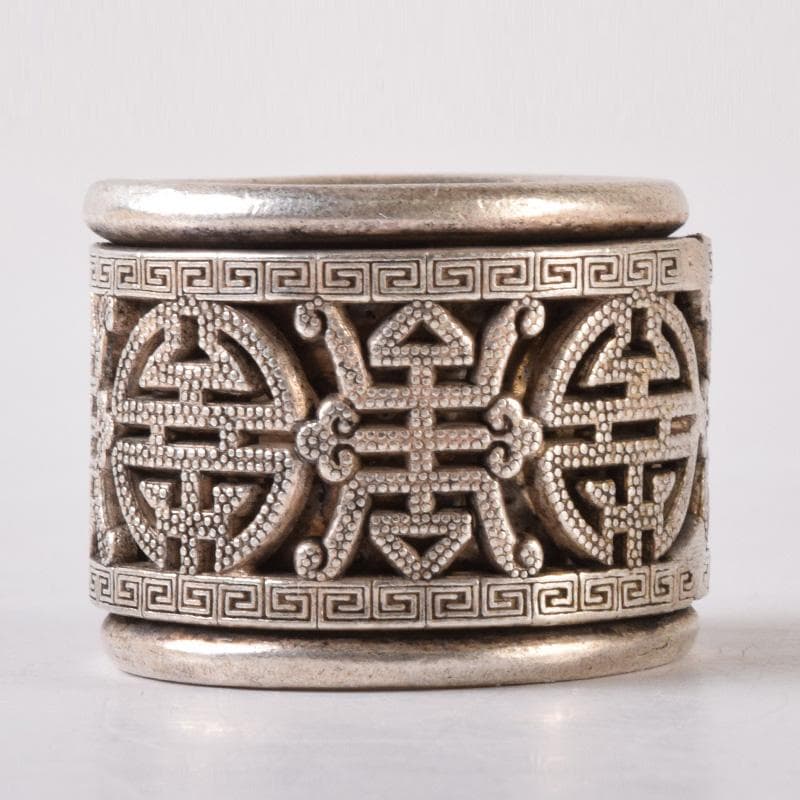 中国　光緒天宝足銀　板指　重さ約38g　N　7491E