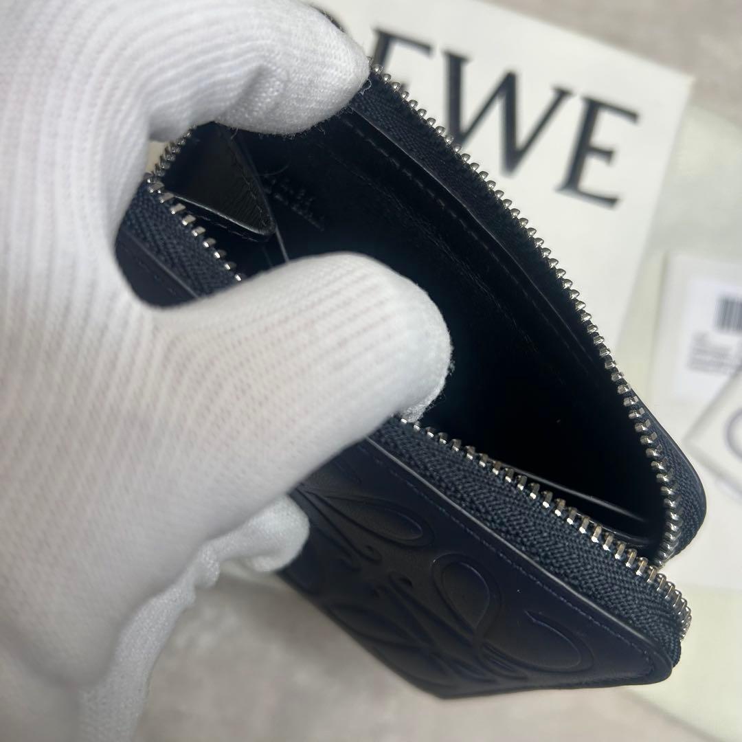 新品同様☆大人気 ロエベ アナグラム ネイビー レザー 財布 男女兼用