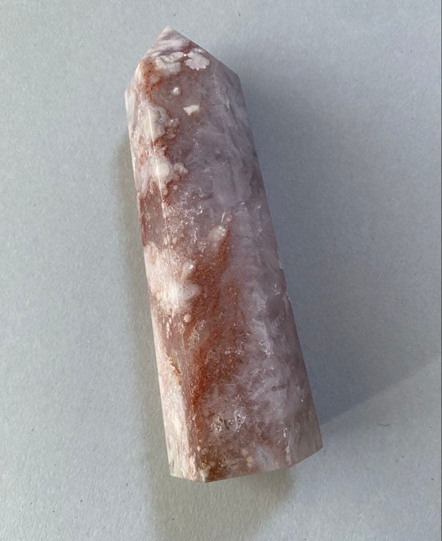 高品質ピンクアメジスト桜瑪瑙共生　ポイント　六角柱