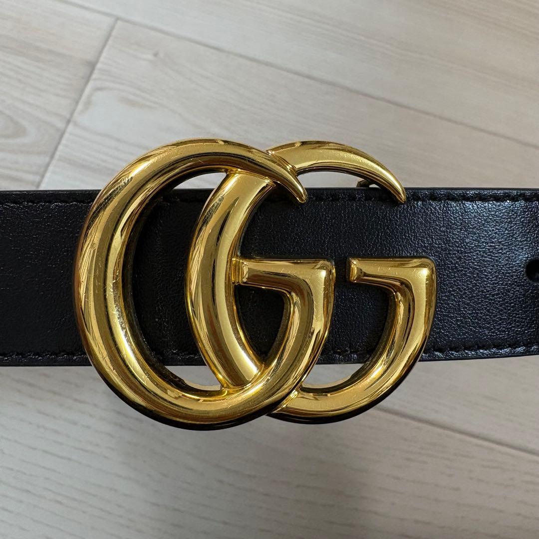 【美品】GUCCI ダブルG スリムベルト ブラック