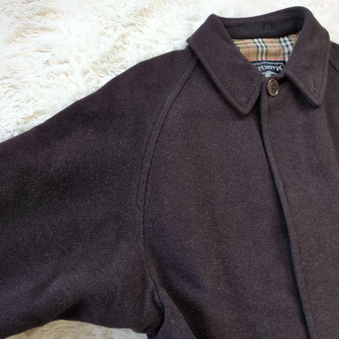 希少　バーバリー　ウール　アンゴラ混　Aライン　ロング　ダークブラウン MA