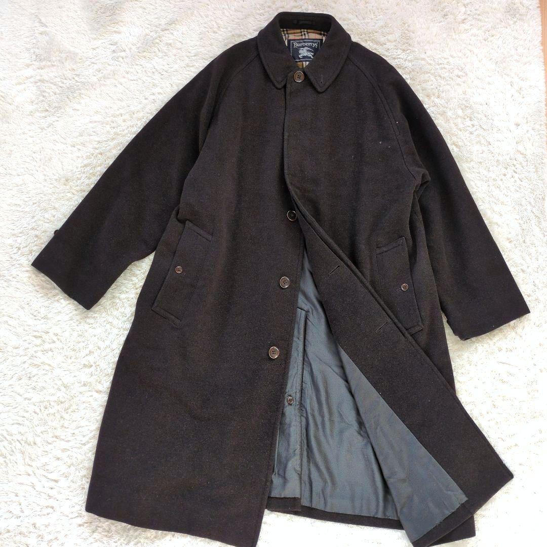 希少　バーバリー　ウール　アンゴラ混　Aライン　ロング　ダークブラウン MA