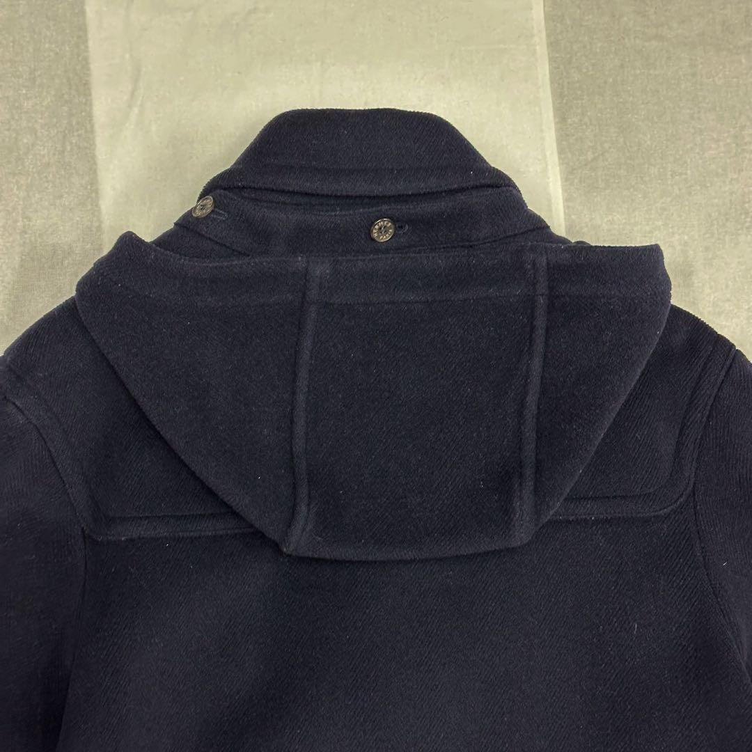 エルメス Lサイズ ダッフルコート ヘリンボーン ダークブルー フード脱着可能