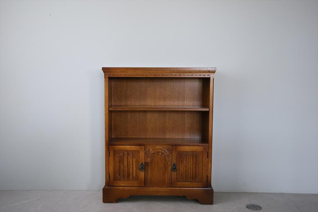 英国アンティーク木製ブックシェルフ/本棚/食器棚/飾り棚/収納ラック92-126