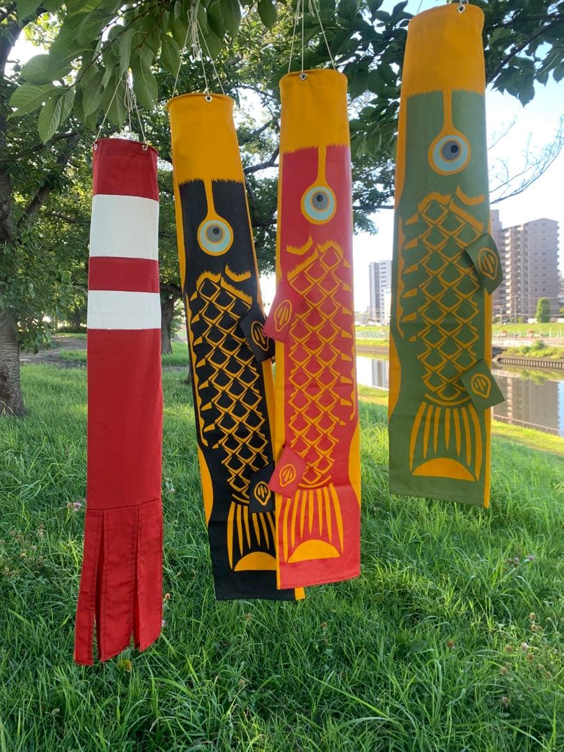 歌川広重「名所江戸百景水道橋駿河台」手染め鯉のぼり1.1m子鯉緑のセット鯉のぼり