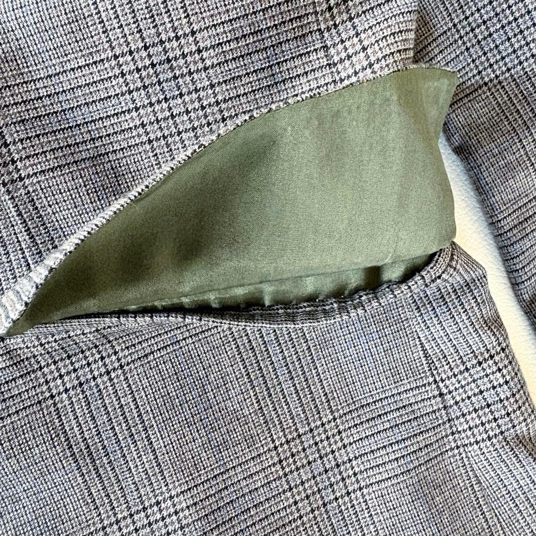 ■美品Drawerグレンチェックテーラードジャケットコットンシルクグレー系