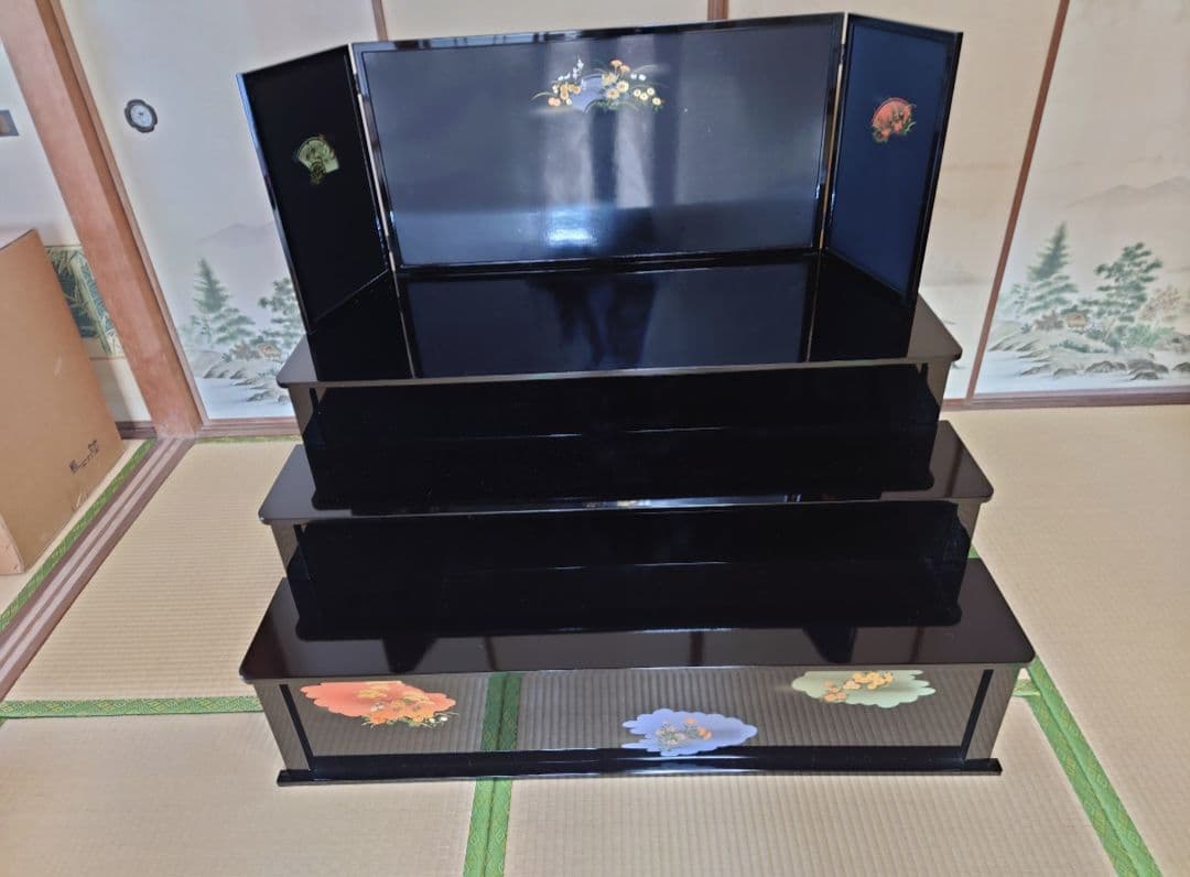 雛人形 3段 漆 漆塗り