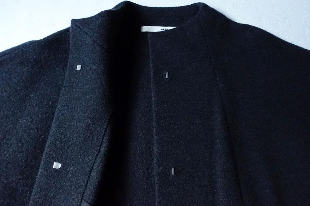 美品evam evaエヴァムエヴァ☆プレスウールショートコート 1 チャコール