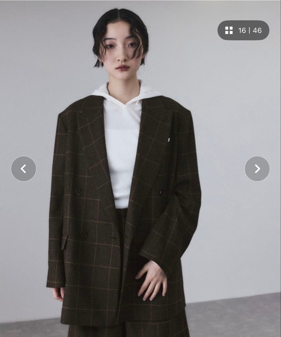 《完売》【ADAM ET ROPE'】ダブルブレストツイード＆チェックジャケット