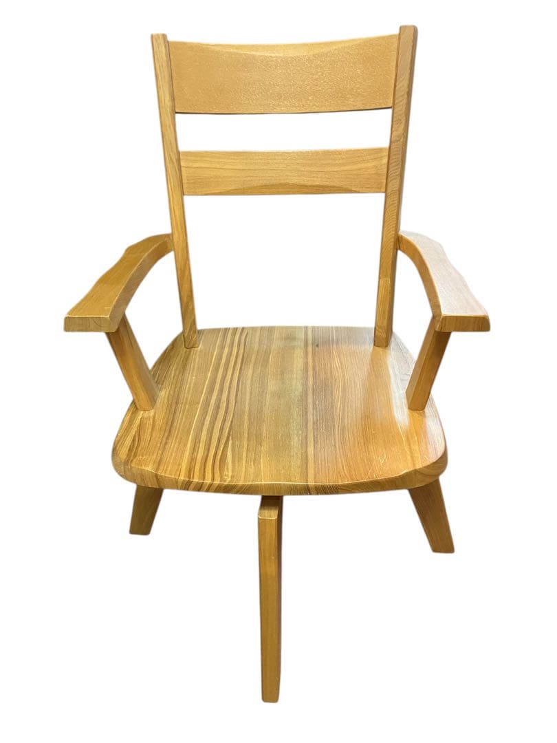 天然木 回転式ダイニングチェア 肘掛け付き ナチュラルウッド